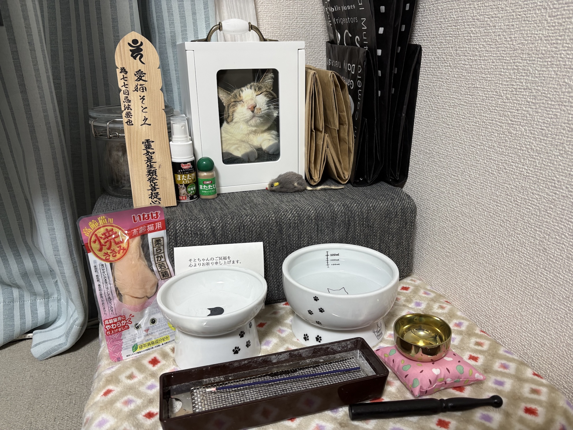 仏壇?になってるかはわからないがそとちゃんの好きなものをたくさん置いた